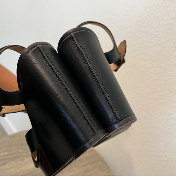 Frye Alexa Seam 2 Piece Black Brown Leather Platform Wedge Sandal Heels- Size 9 - Picture 16 of 16